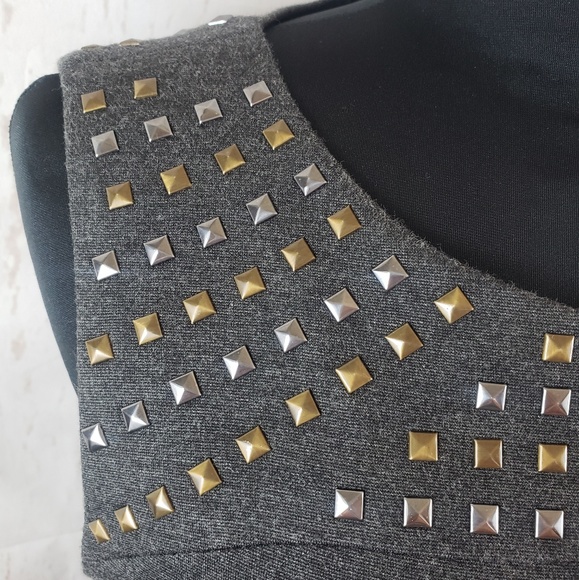 Nanette Lepore Studded Gray Sheath Dress Size 12 - Picture 4 of 7
